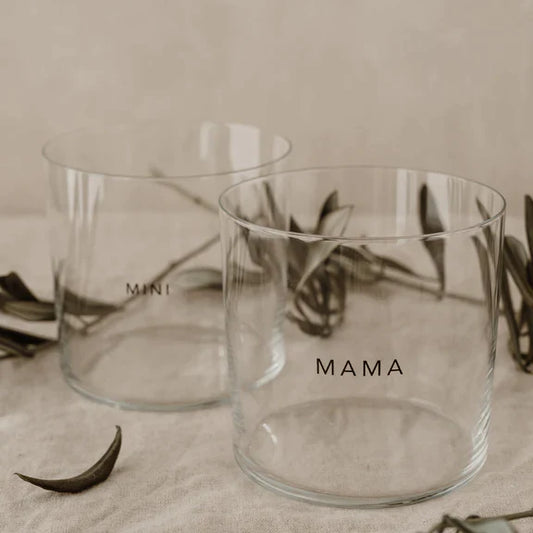 Trinkglas im 2er Set Mama & Mini 350ml - Eulenschnitt -